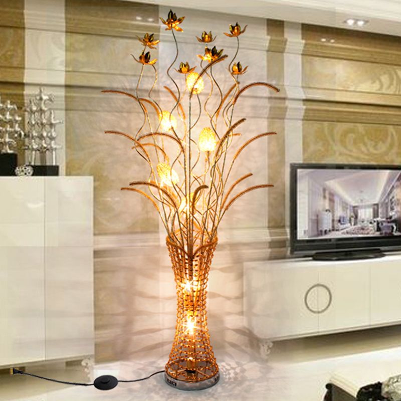 Vipomis Art Deco Vase Gold Metal Floor Lamp, Living Room