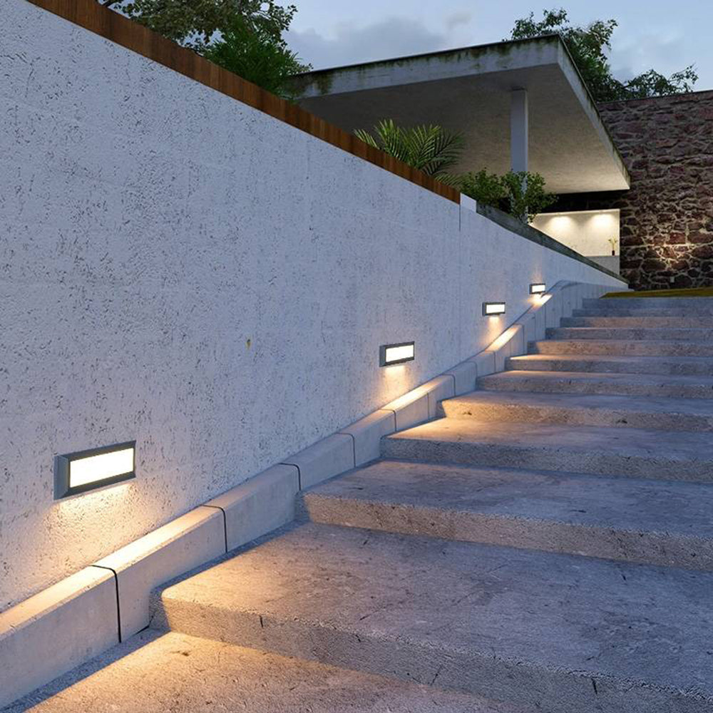 Medogal Modern Metal Rectangular Outdoor Deck/Step Light, Black