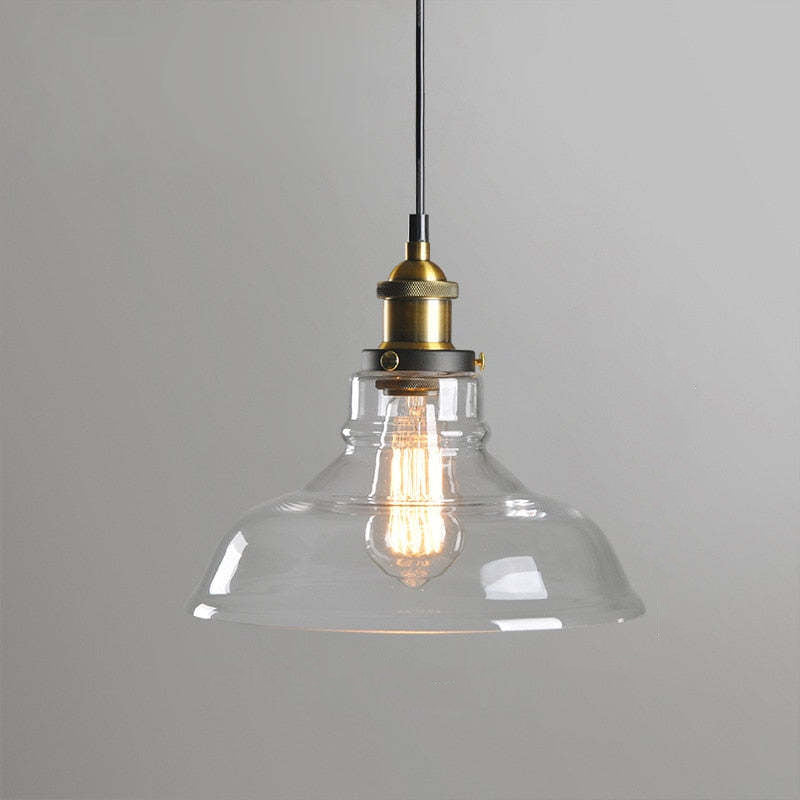 Teni Industrial Glass Pendant Light Clear/Amber/Smoke Grey-Relic Pieces
