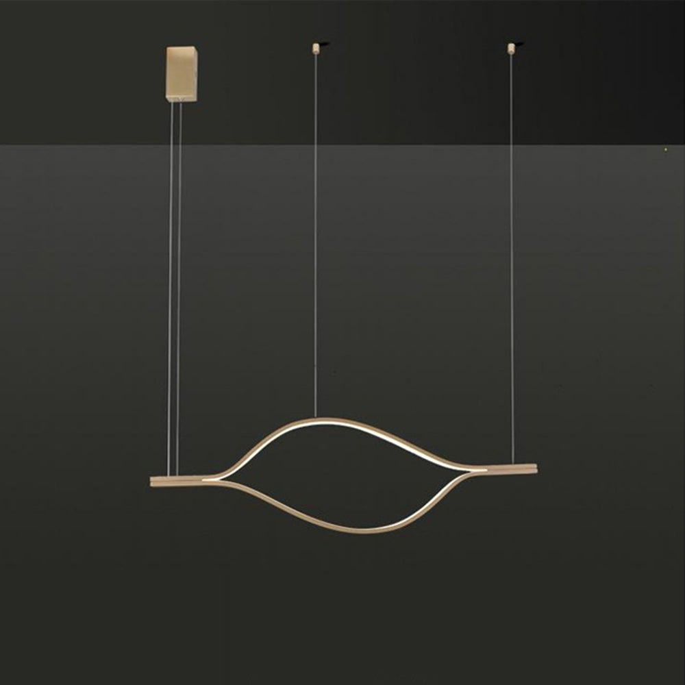 Kasusal LED Linear Minimalist Wave Golden Leaf Shaped Pendant Light