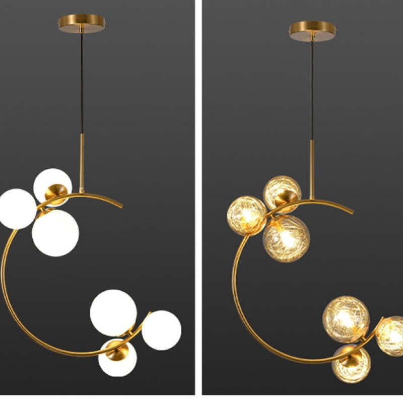 Liperir Modern Glass Globe Pendant Light, Metal & Glass, 3 Style