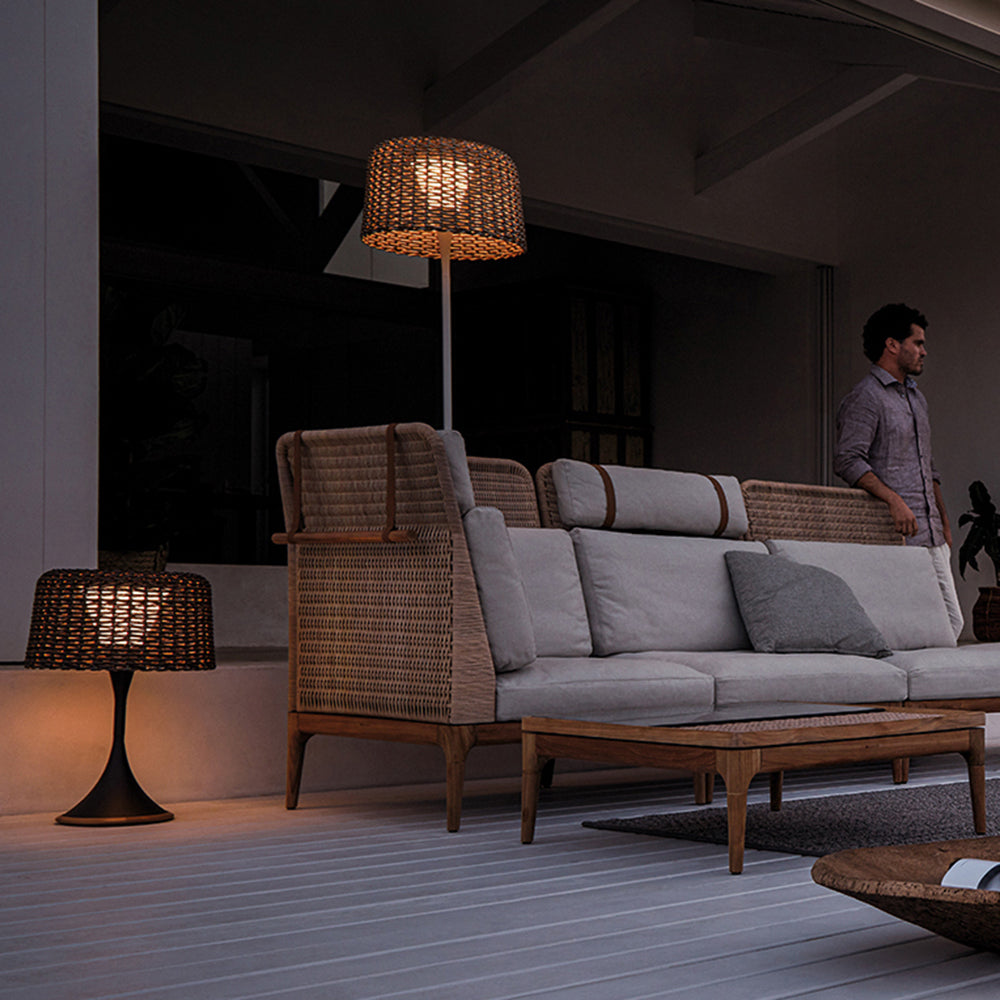 Govomed Waterproof Outdoor Floor Lamp, Rattan,Balcony/Terrace