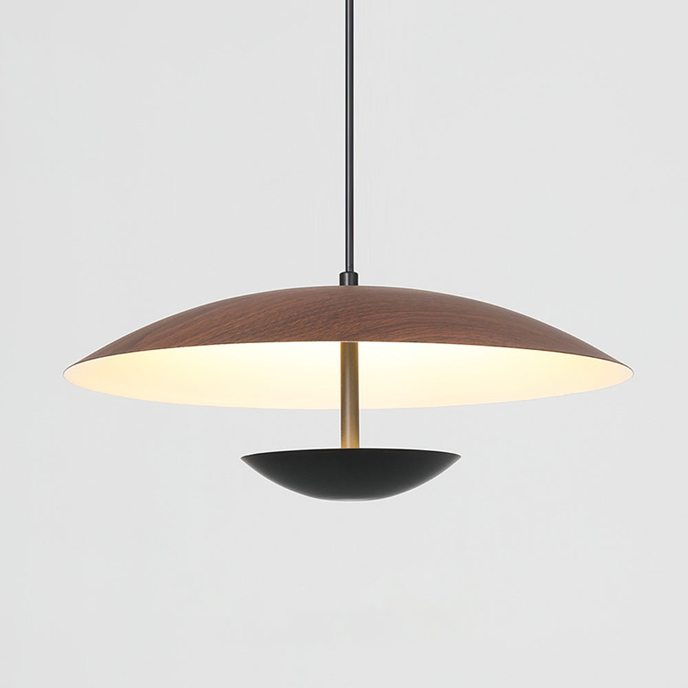 Norigit Nordic LED Frisbee Pendant Light Wood & Brown
