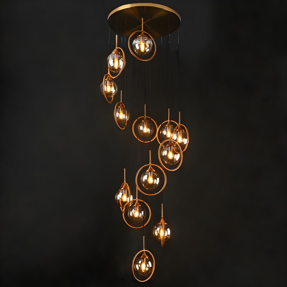 Givares Modern Spiral Ball Glass Staircase Chandelier