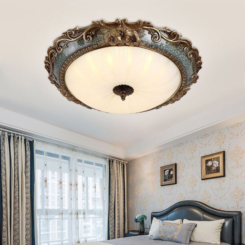 Midesas Flush Mount Ceiling Light, Brass/Resin