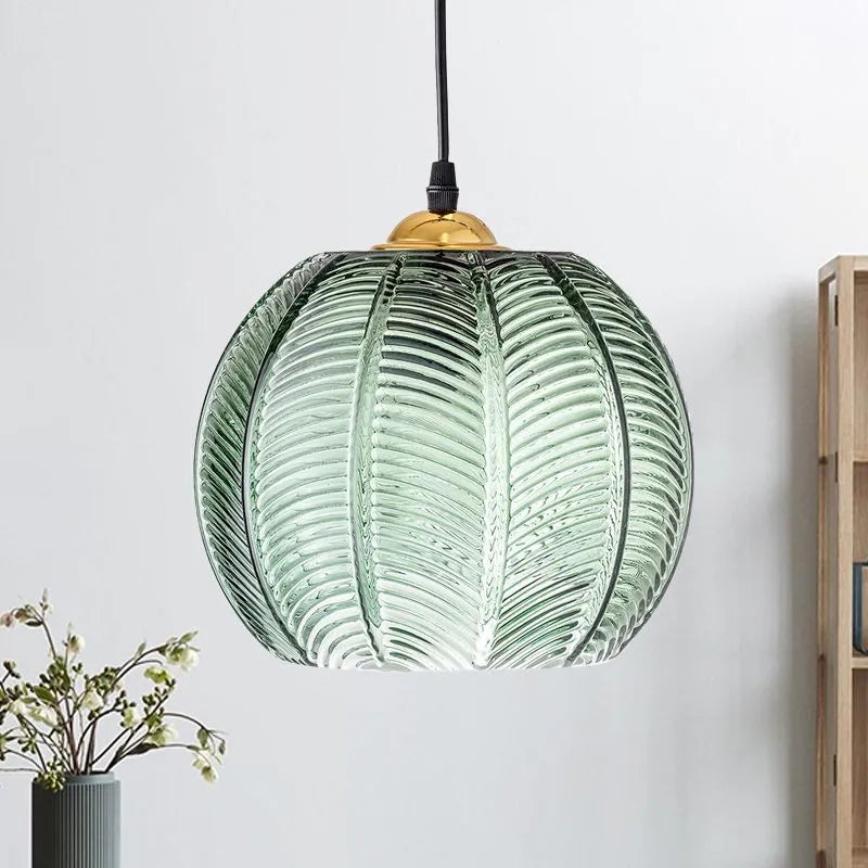Nigiled Green Nordic Artistic Ribbed Glass Pendant Light