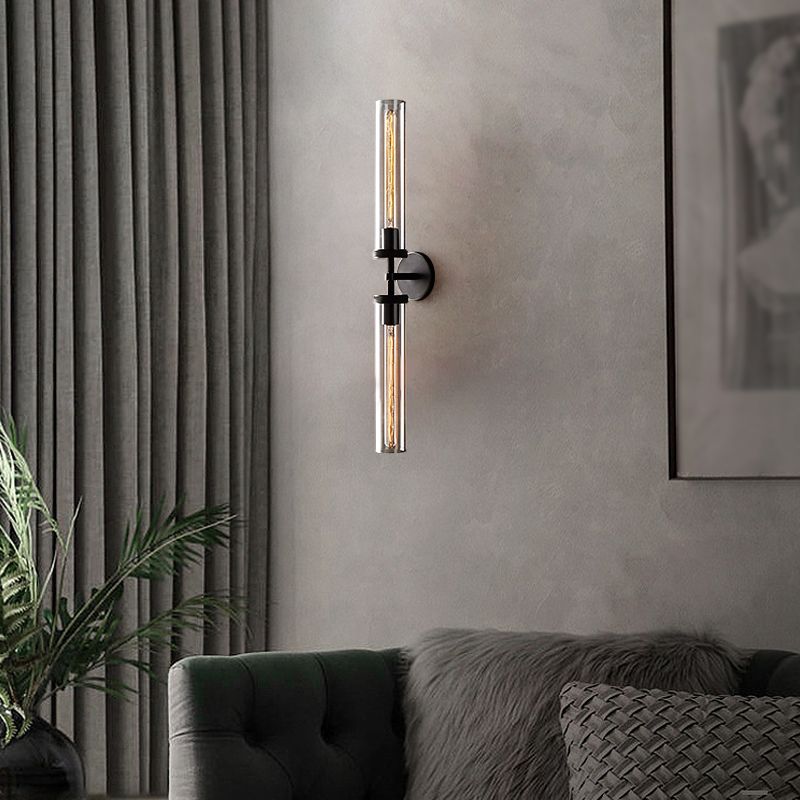 Cenolur Modern Cylindrical Metal Led Wall Lamp, Black/Copper