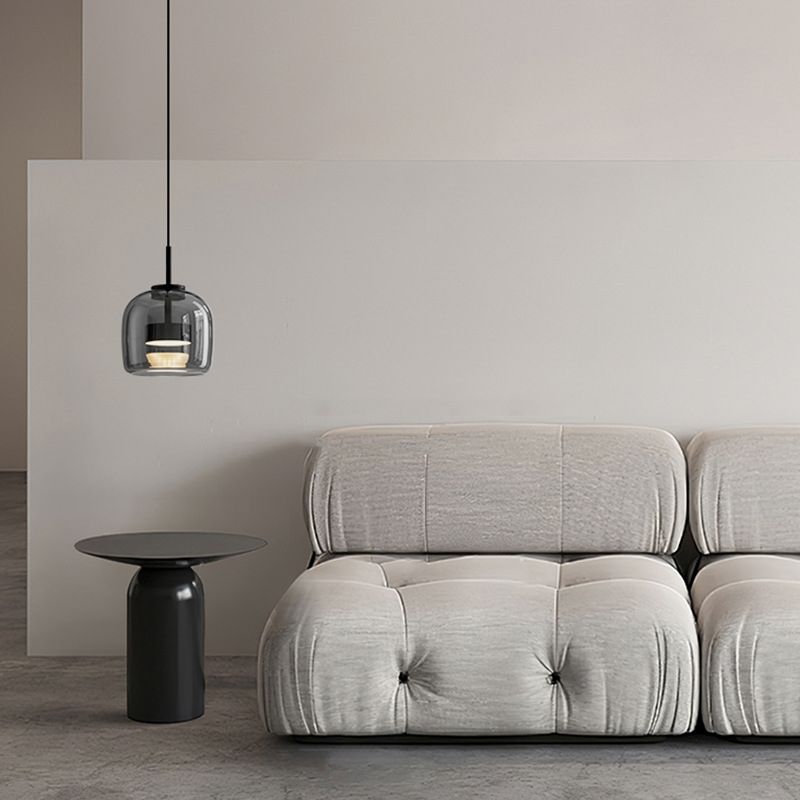 Vopurem Minimalist Pendant Light Glass Smoke Gray