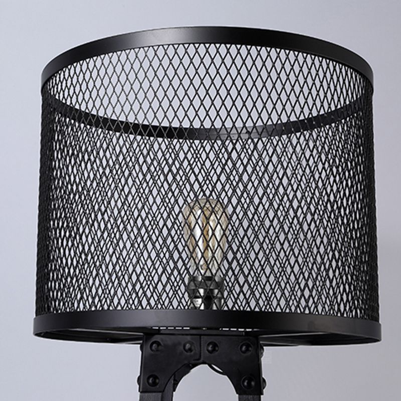 Jitigam Modern Cylinder Mesh Screen Metal Floor Lamp, Black