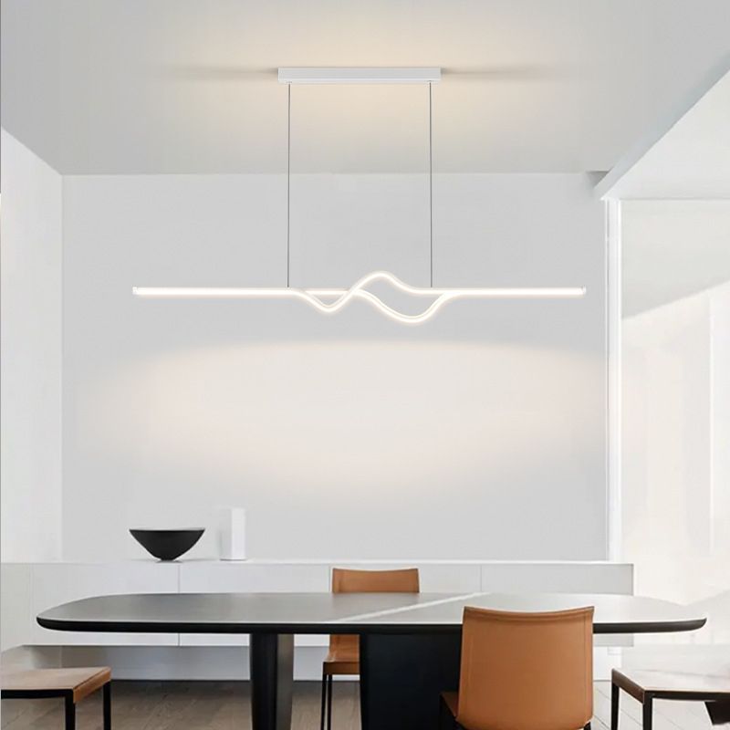 Hinugek Modern Linear Metal Pendant Light, Black/White/Grey
