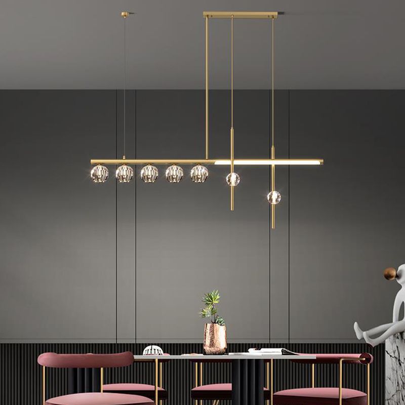Luredel Metal & Crystal Pendant Light, Gold