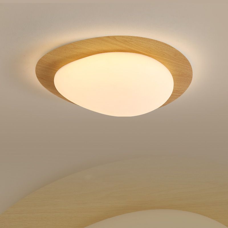 Wotigek Flush Mount Ceiling Light Modern, Metal, Walnut/Natural