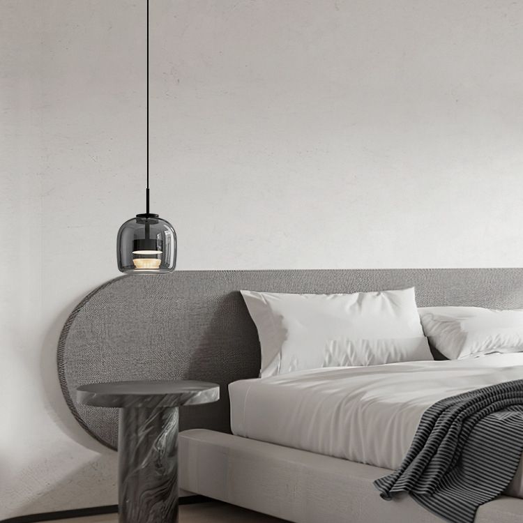 Vopurem Minimalist Pendant Light Glass Smoke Gray