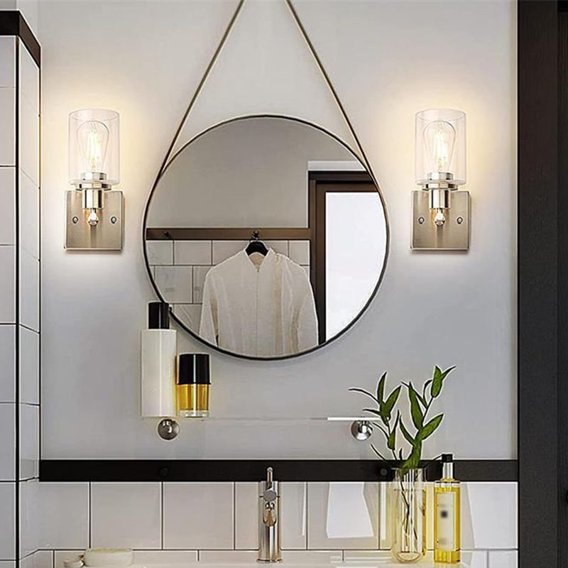 Rumorot Modern Mirror Front Black Vanity Wall Lamp, Metal/Glass