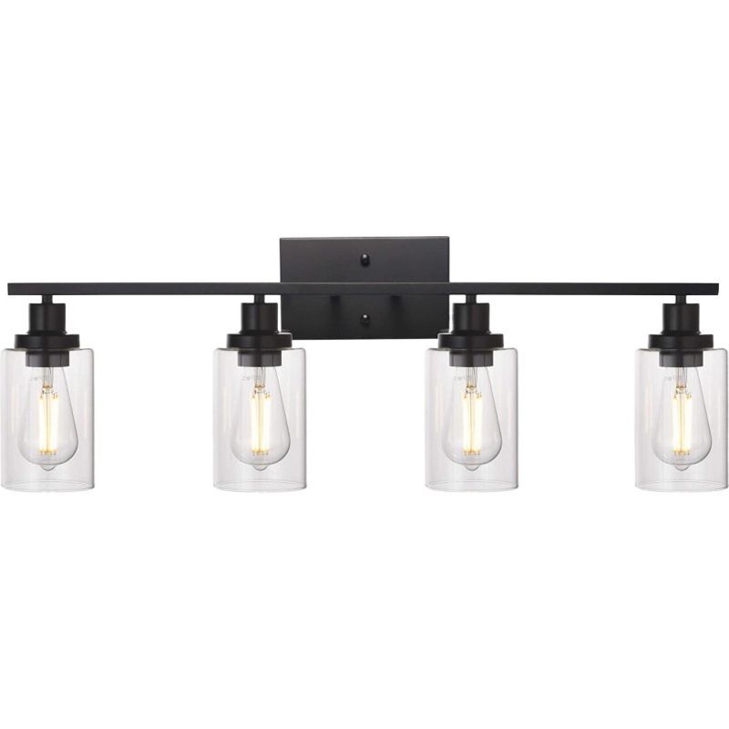 Rumorot Modern Mirror Front Black Vanity Wall Lamp, Metal/Glass