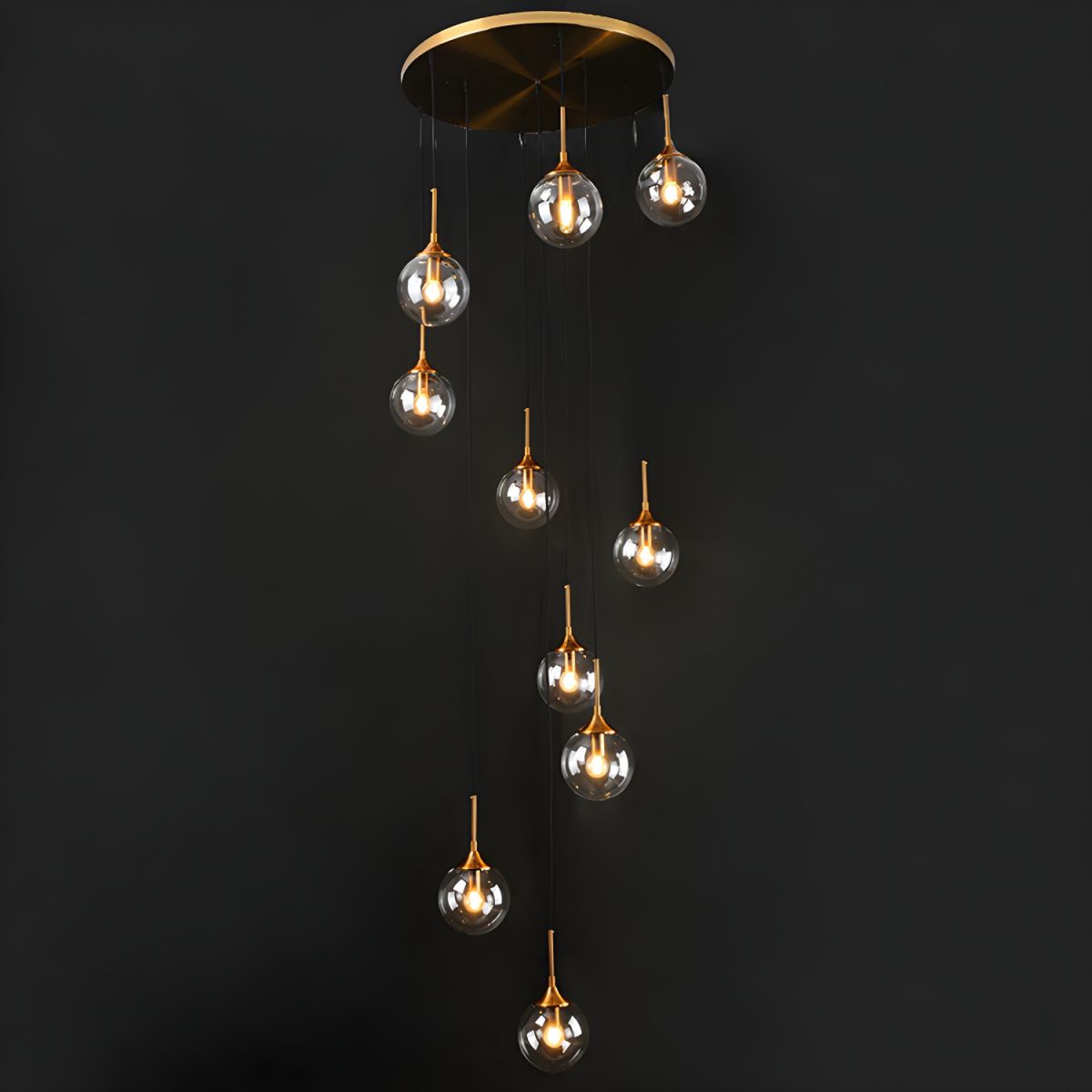 Givares Modern Spiral Ball Glass Staircase Chandelier