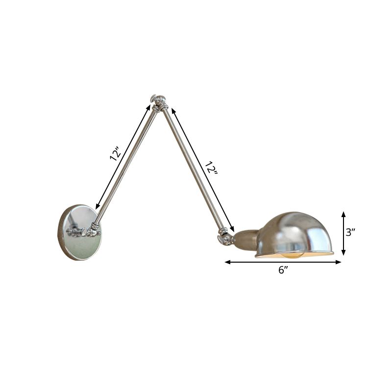 Ligales Wall Lamp Dome Minimalist, Adjustable Metal, Silver, Bedroom