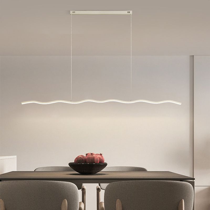Tusudod Wave Linear Pendant Light, Black/White