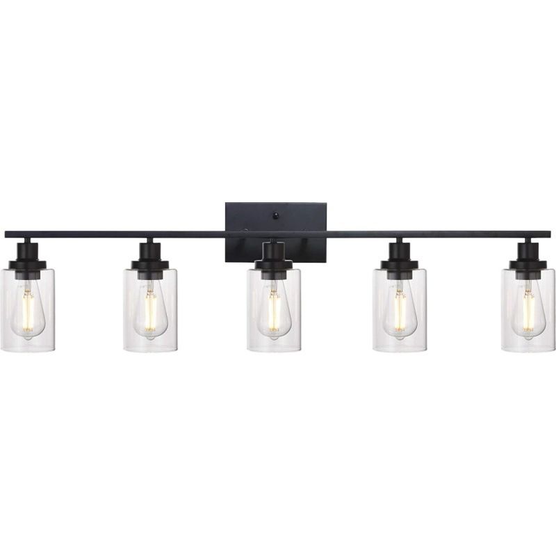 Rumorot Modern Mirror Front Black Vanity Wall Lamp, Metal/Glass