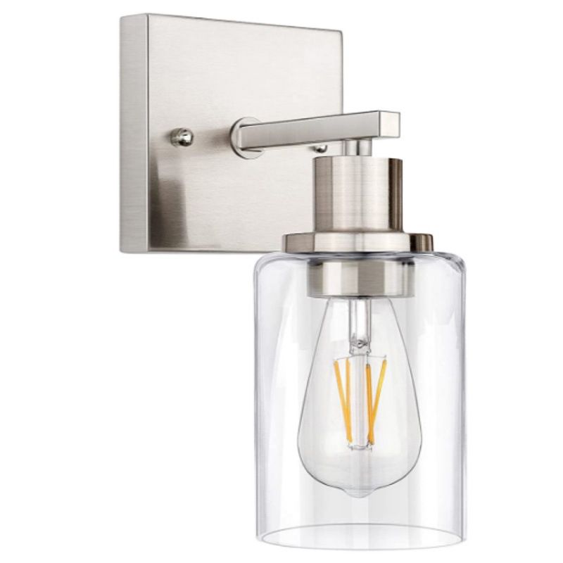 Rumorot Modern Mirror Front Black Vanity Wall Lamp, Metal/Glass