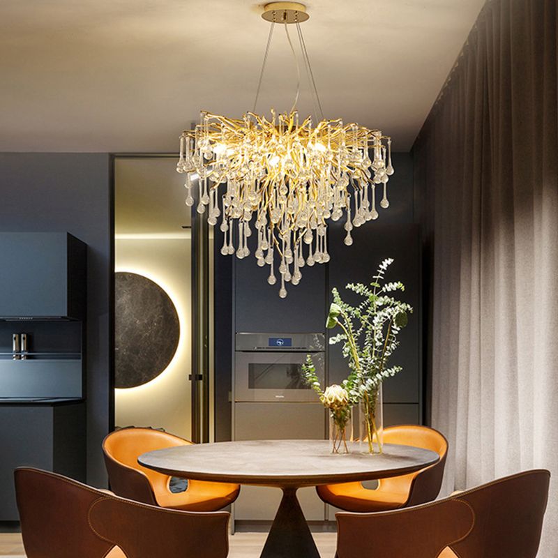 Guveget Pendant Light Tassel Luxury, Metal/Crystal, Gold, Bedroom