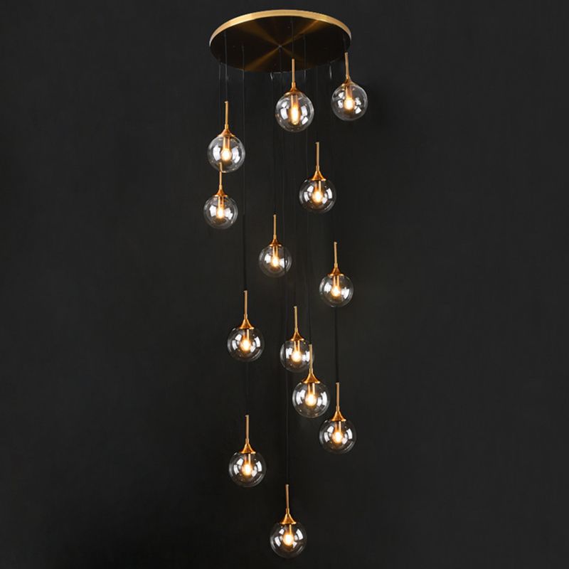 Givares Modern Spiral Ball Glass Staircase Chandelier