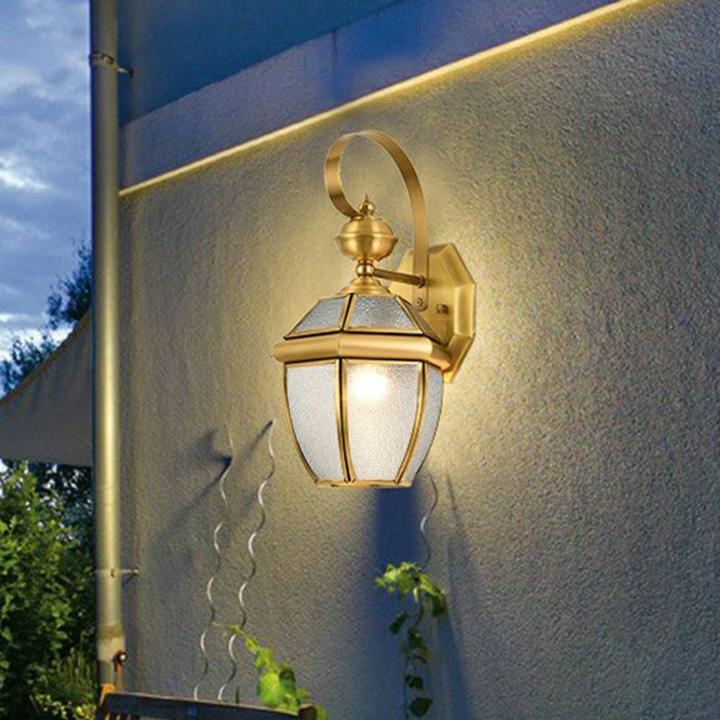 Fiselad Vintage Lantern Metal Outdoor Wall Lamp, Gold