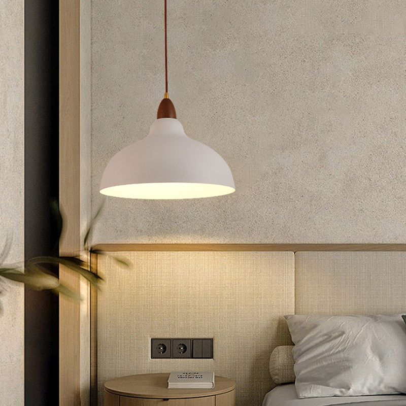 Wavudan Modern Bowl-shaped Metal Pendant Light, Black/White
