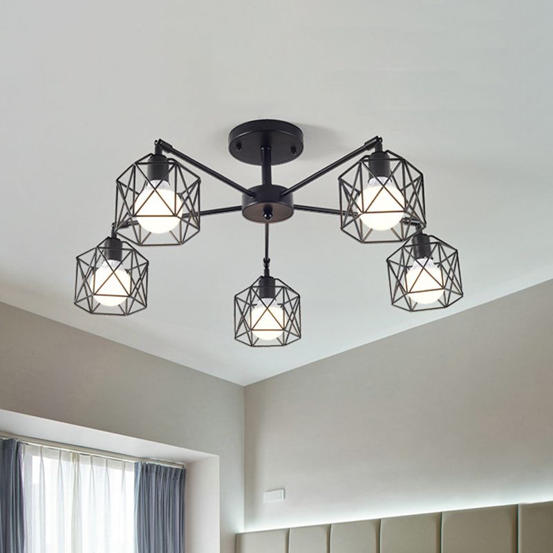 Pibimal Black Semi-Flush Mount Ceiling Light