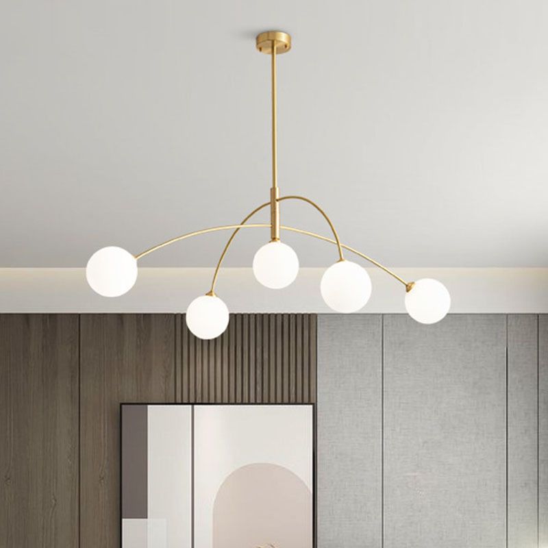 Bekaval Pendant Light Globe Modern, Metal/Glass, Black/Gold, Bedroom