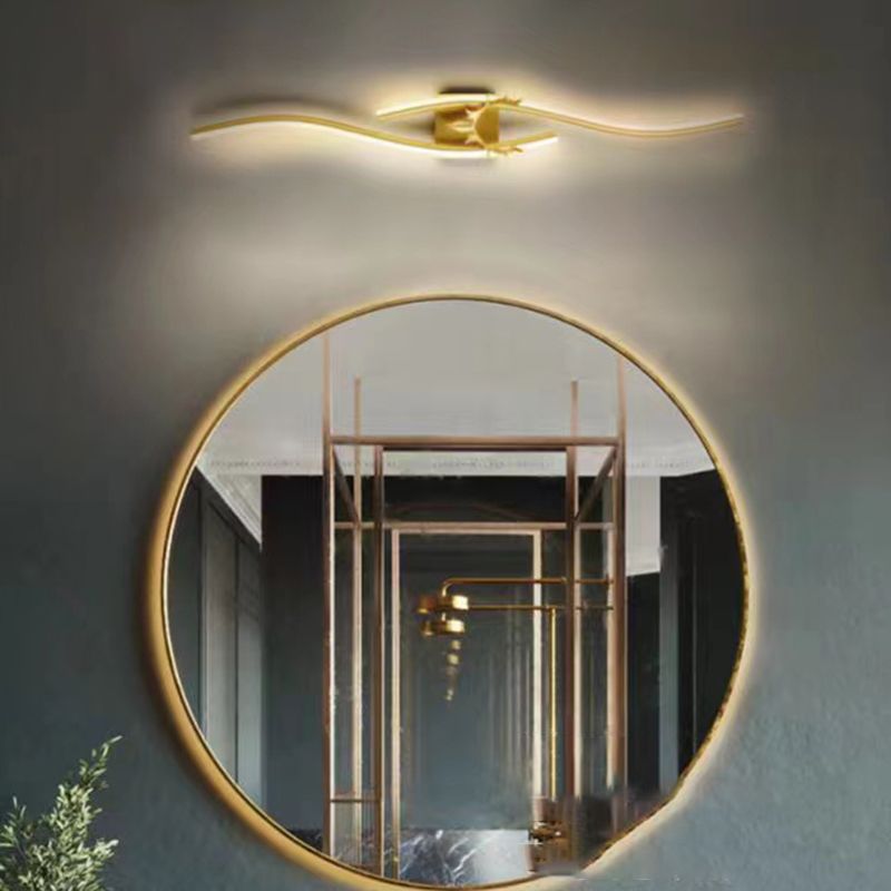 Zedulum Modern Linear Metal Vanity LED Wall Lamp, Black/Gold