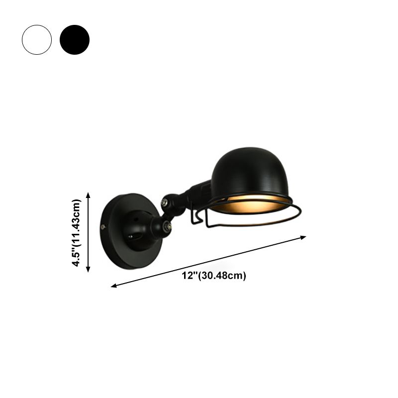 Sirupor Wall Lamp Dome Modern, Metal Arm Adjustable, Black/White, Bedroom