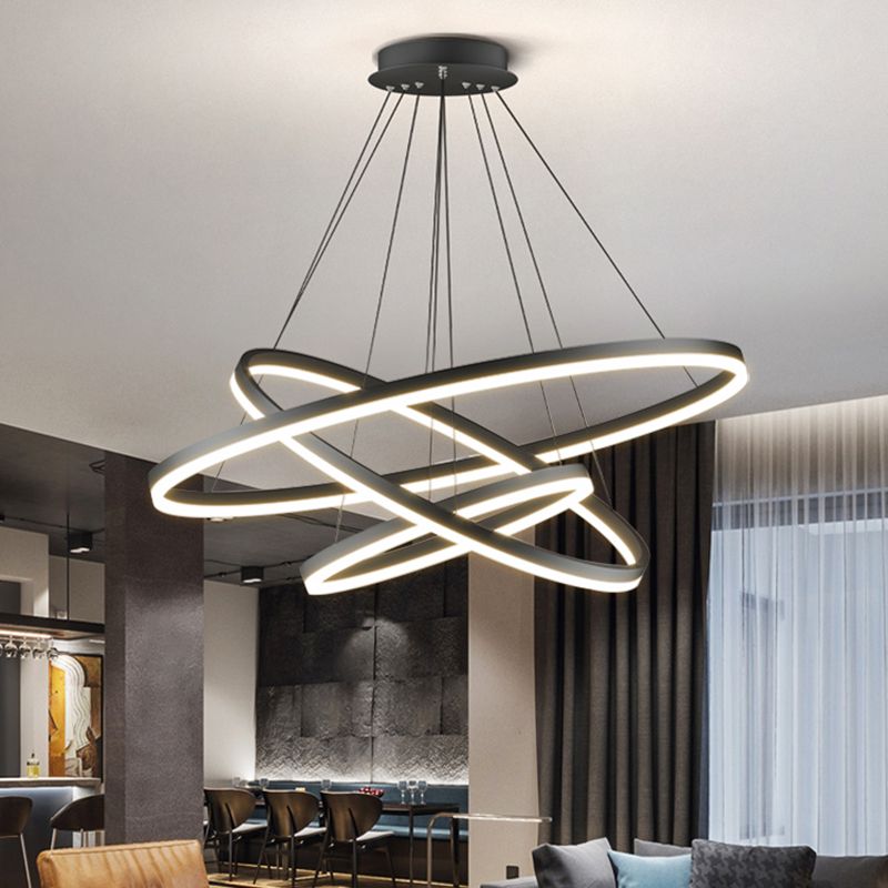 Gudolor 3-Rings Black Black Modern Pendant Light