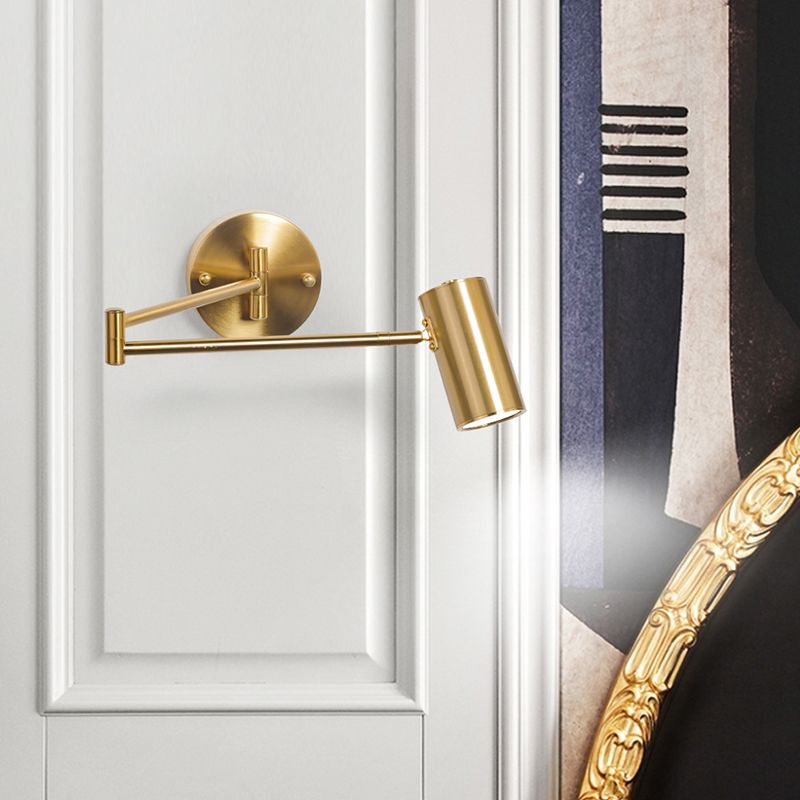 Mapurel Wall Lamp Cylindrical Adjustable Lamp Pole Metal Brass, Bedroom