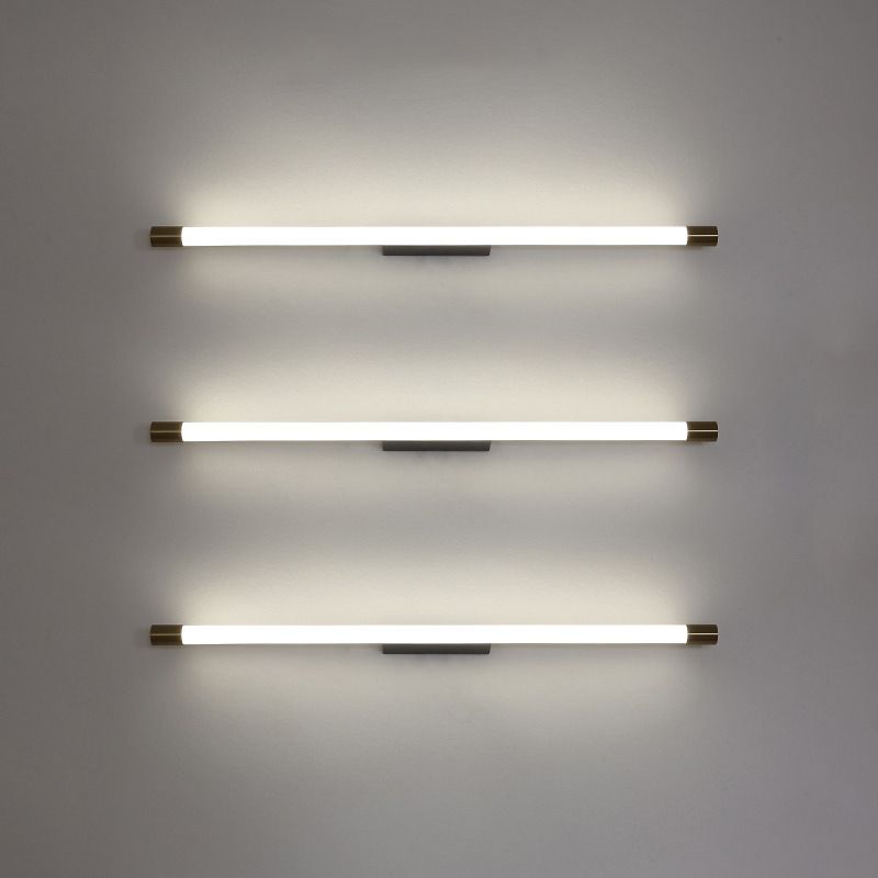 Fepupad Modern Gold Mirror Front Vanity Wall Lamp, Metal/