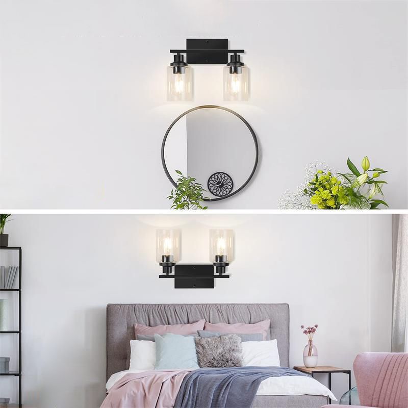 Rumorot Modern Mirror Front Black Vanity Wall Lamp, Metal/Glass
