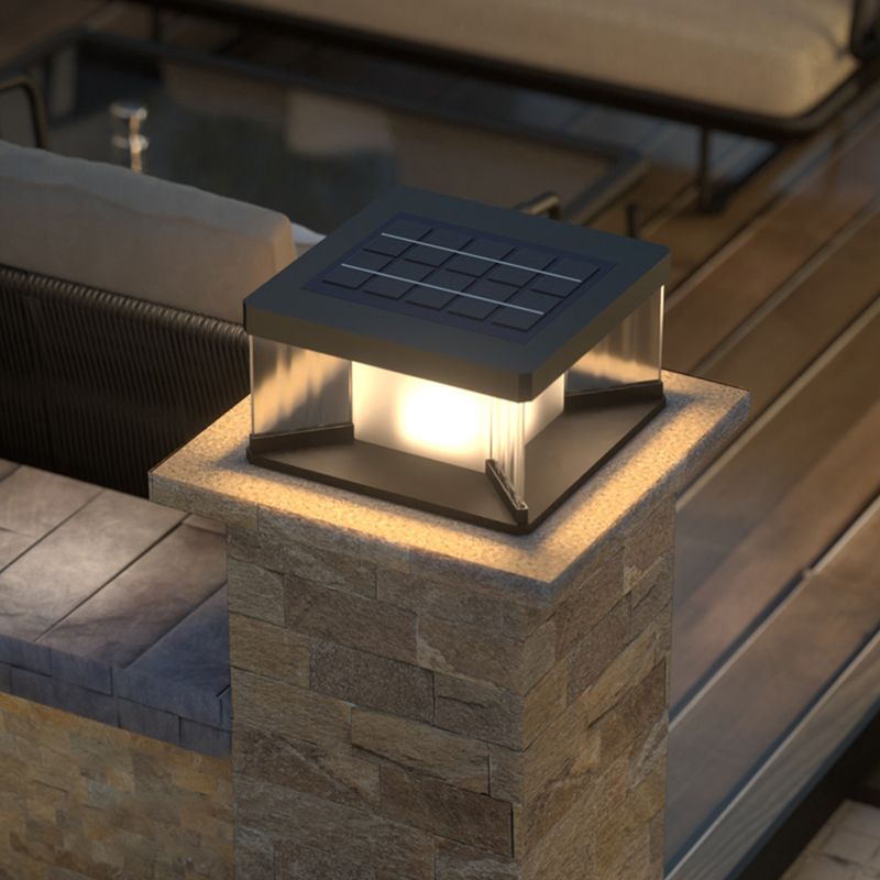 Pupebad Contemporary LED Rectangular Metal Wall Lamp Post, Black