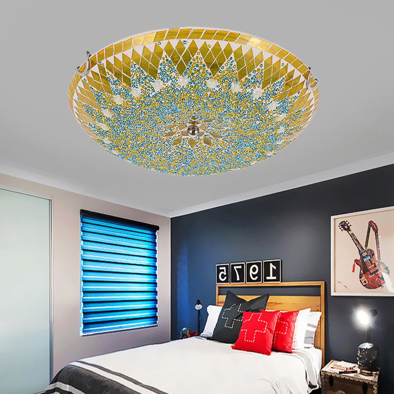 Dimoler Modern Mediterranean Glass Flush Mount Ceiling Light Blue/Yellow/White