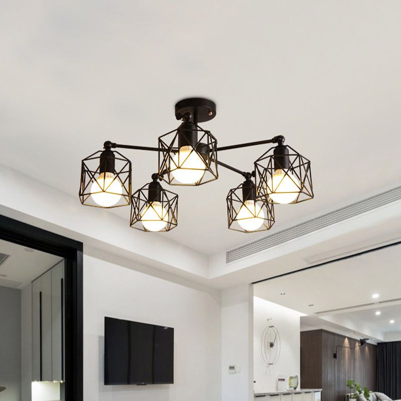 Pibimal Black Semi-Flush Mount Ceiling Light