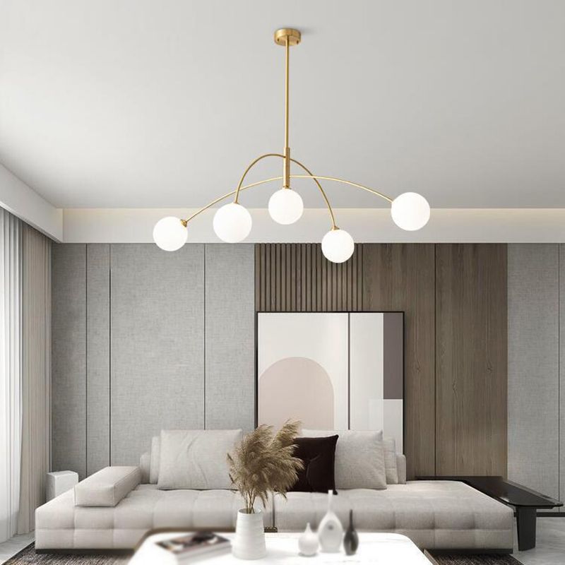 Bekaval Pendant Light Globe Modern, Metal/Glass, Black/Gold, Bedroom