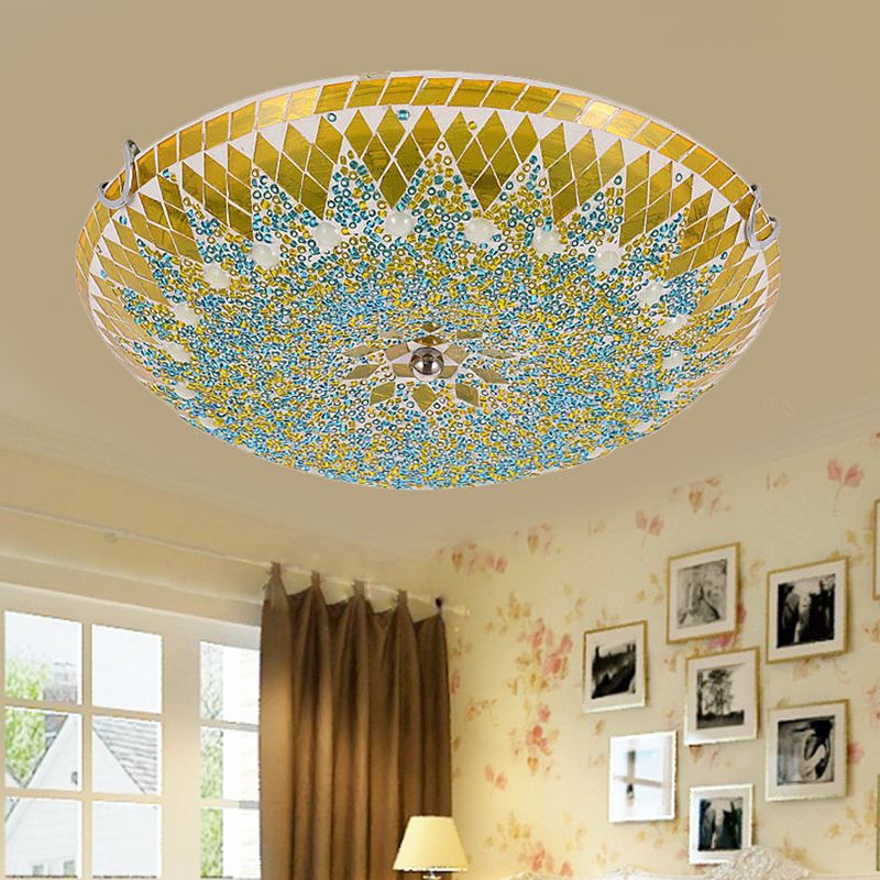 Dimoler Modern Mediterranean Glass Flush Mount Ceiling Light Blue/Yellow/White