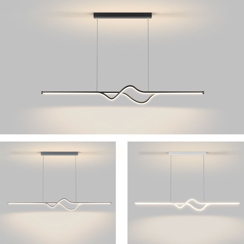 Hinugek Modern Linear Metal Pendant Light, Black/White/Grey