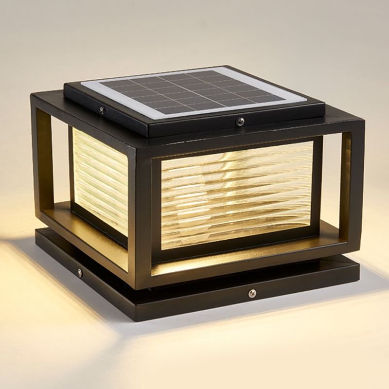 Polokur Contemporary LED Rectangular Metal Outdoor Lamps, Black