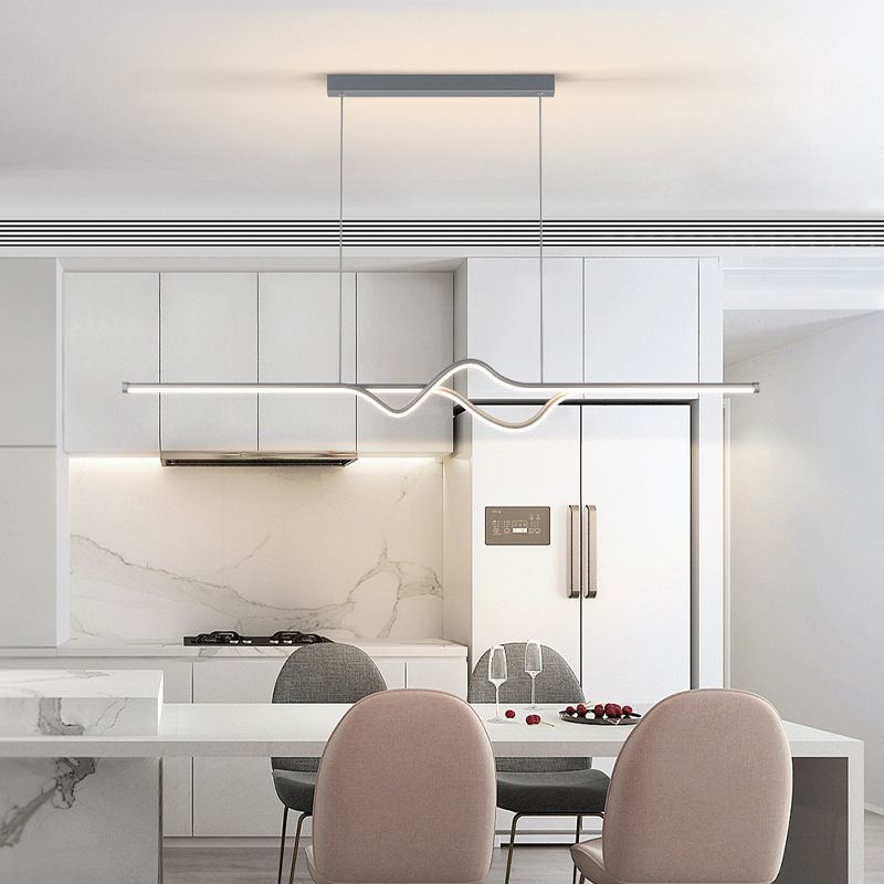 Hinugek Modern Linear Metal Pendant Light, Black/White/Grey