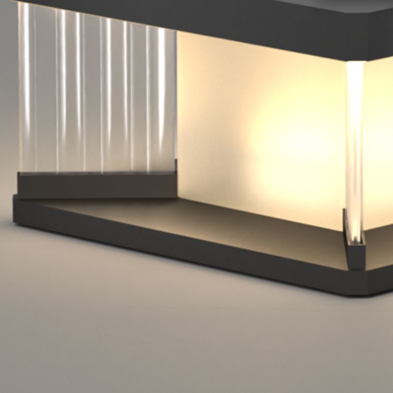Pupebad Contemporary LED Rectangular Metal Wall Lamp Post, Black