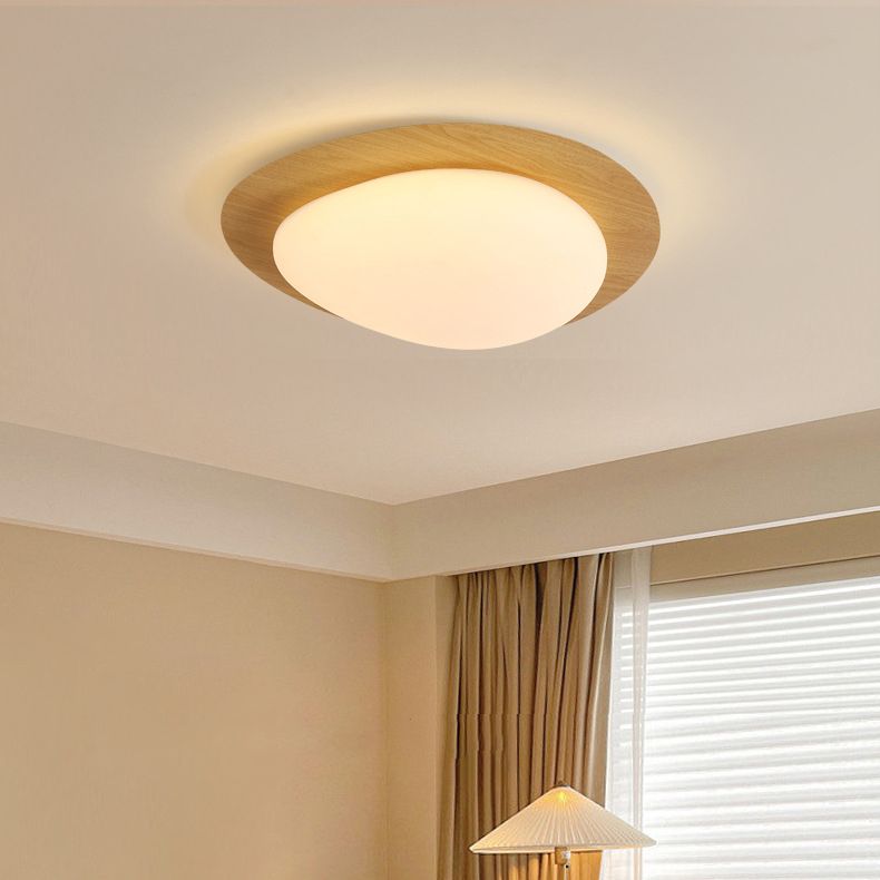 Wotigek Flush Mount Ceiling Light Modern, Metal, Walnut/Natural