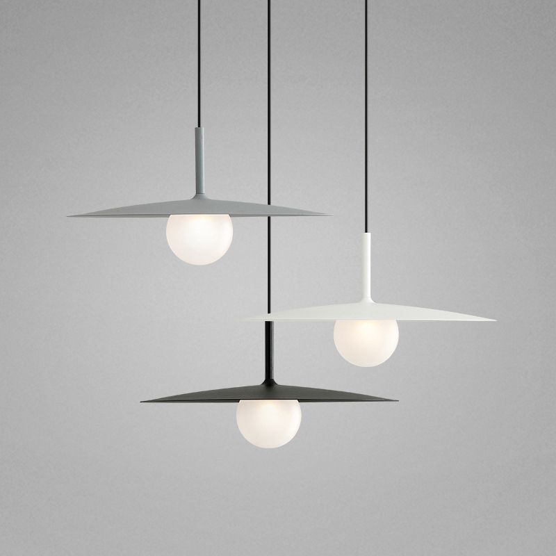 Cilisat Modern Dish-shaped Metal Pendant Light, Black/White/Grey