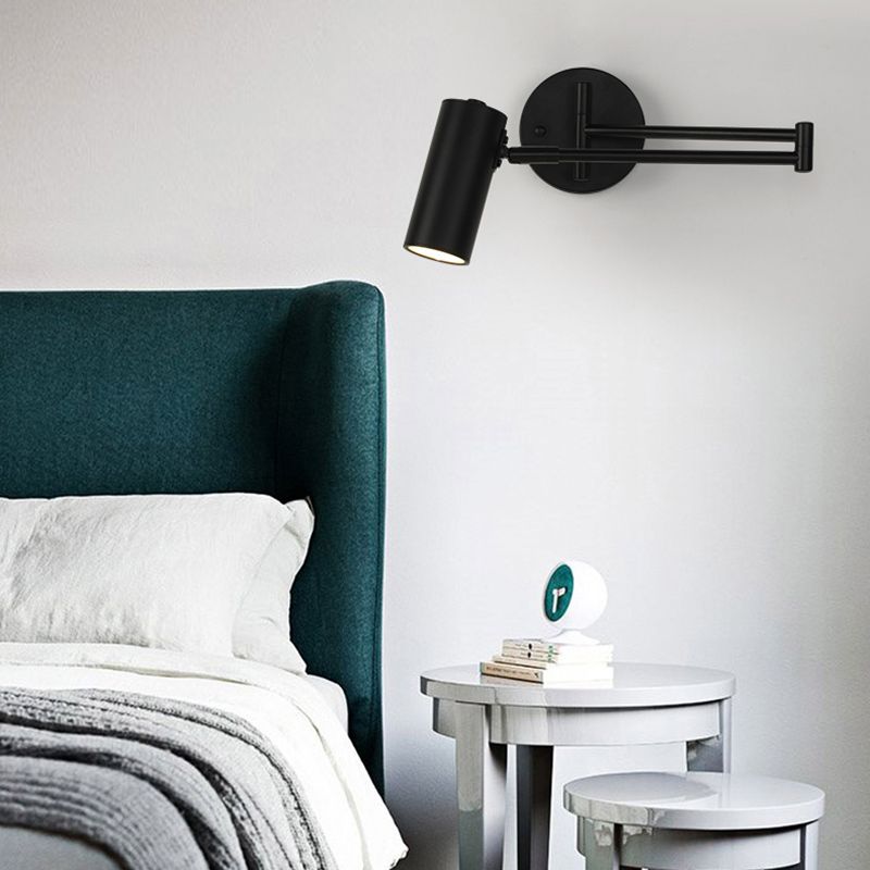 Girokik Wall Lamp Cone Modern, Metal Adjustable, Black/Gold, Bedroom