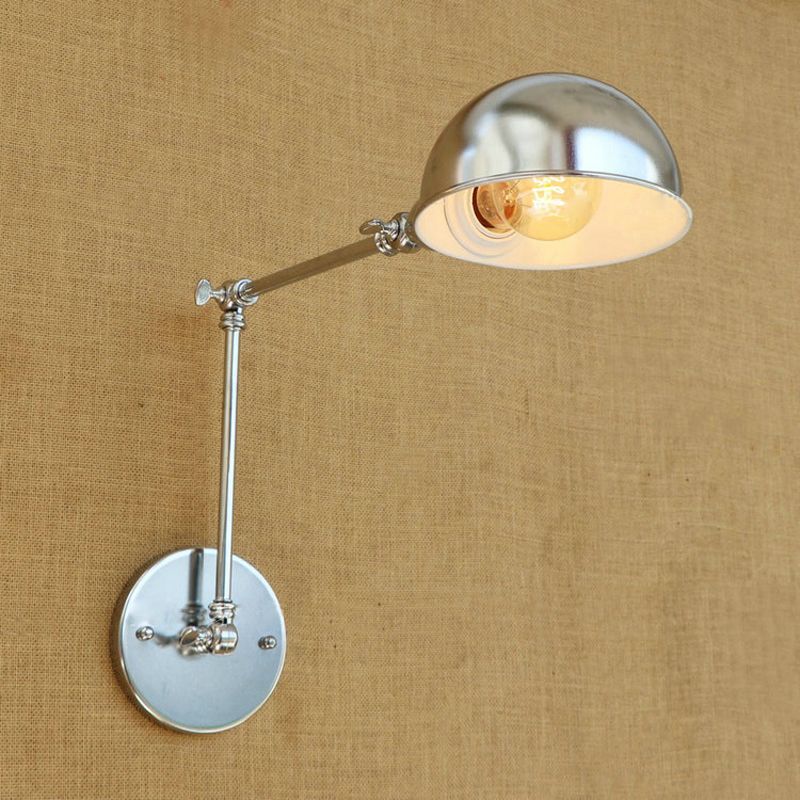 Ligales Wall Lamp Dome Minimalist, Adjustable Metal, Silver, Bedroom