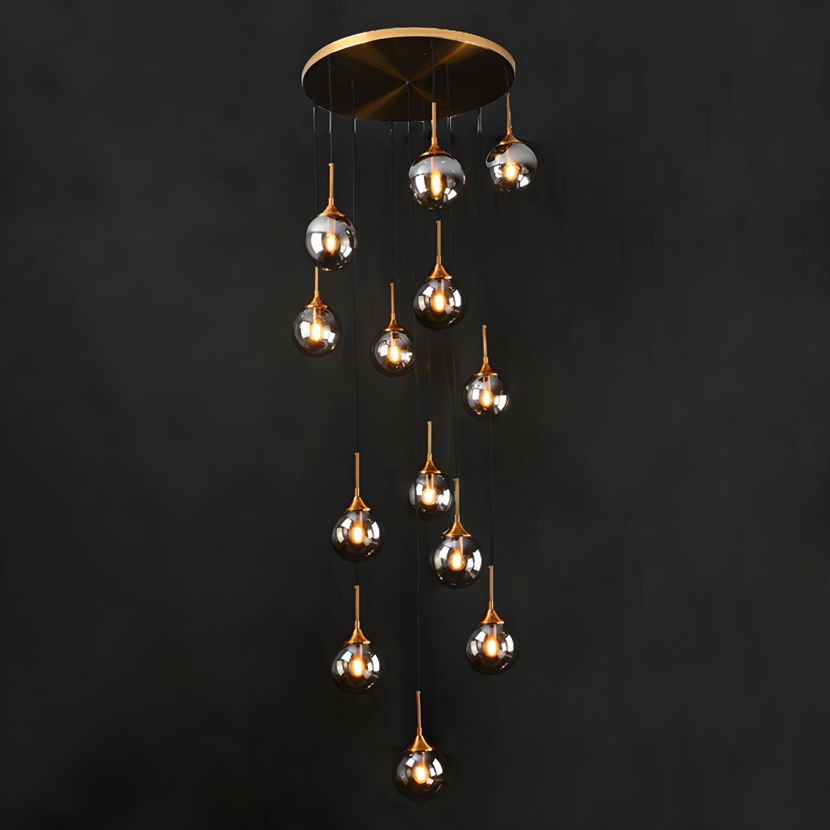 Givares Modern Spiral Ball Glass Staircase Chandelier